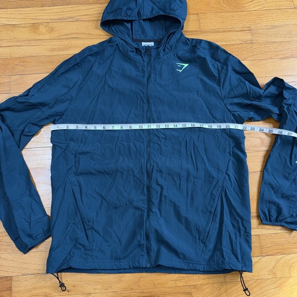 Gymshark Jacket Mens L Blue Hooded Lightweight Windbreaker Running Run Pockets - Picture 8 of 9